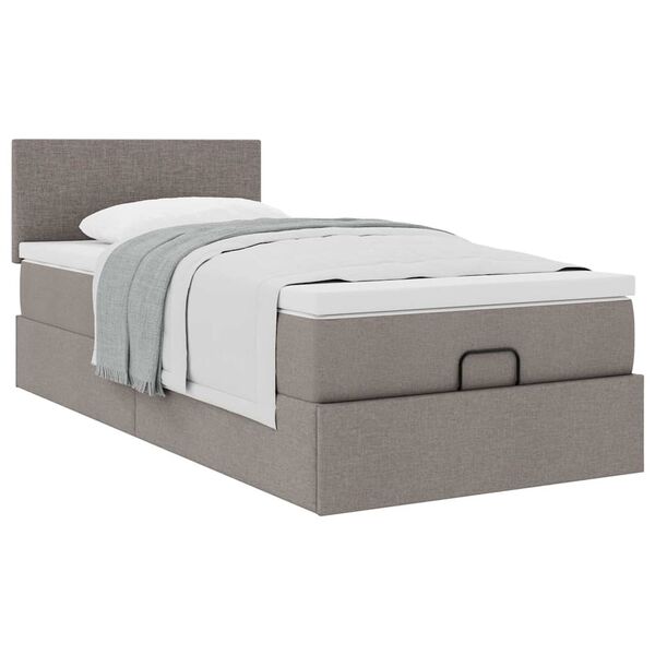 vidaXL Cama otomana com colch&atilde;o 100x200 cm tecido cinza