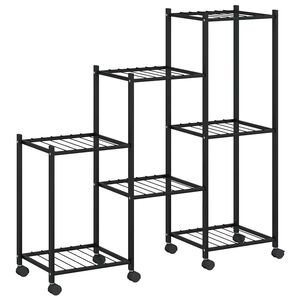 vidaXL Suporte de vasos c/ rodas 83x25x83,5 cm ferro preto