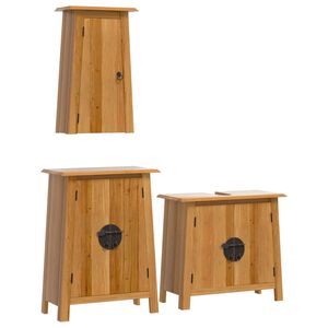 vidaXL 3 pcs conjunto m&oacute;veis p/ casa de banho madeira de pinho maci&ccedil;a