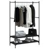 vidaXL Suporte para roupas c/ prateleiras derivados de madeira preto