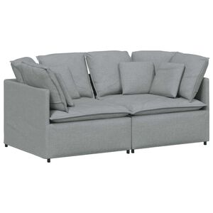 vidaXL Sof&aacute; modular com almofadas tecido cinzento-claro