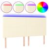 vidaXL Cabeceira cama c/ LED 180x5x118/128 cm couro artificial cr&egrave;me