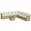 vidaXL 10 pcs conjunto de sof&aacute;s p/ jardim com almofad&otilde;es vime PE bege