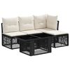 vidaXL Conjunto de Sof&aacute; de Jardim 5 unid. Preto vime PE