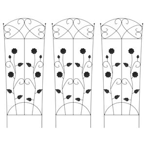 vidaXL Cerca para Jardim 3 unid. Preto 110,5 x 42,5 cm A&ccedil;o