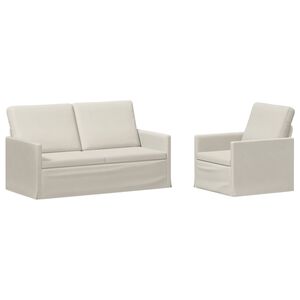 vidaXL Conjunto de Sof&aacute;s 2 pcs Creme Veludo (V)