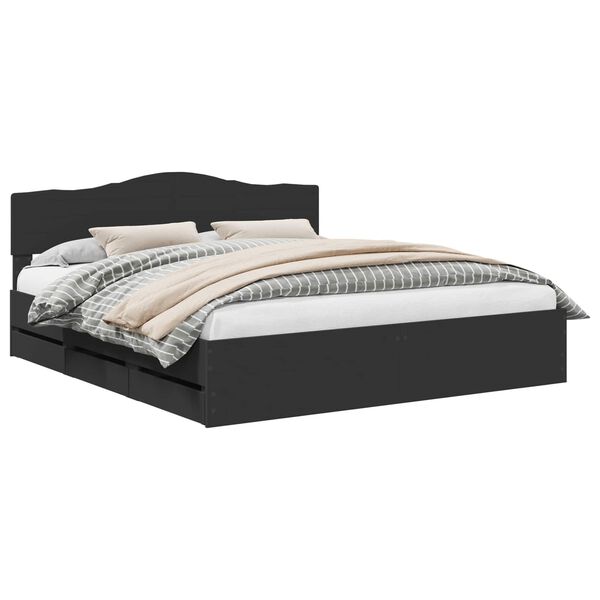 vidaXL Estrutura da Cama Preto 200 x 200 cm Madeira de Engenharia