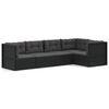 vidaXL 5 pcs conjunto lounge de jardim c/ almofad&otilde;es vime PE preto