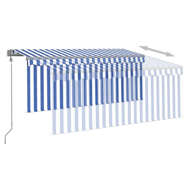 vidaXL Toldo autom&aacute;tico c/ estore/LED/sensor vento 3x2,5m azul/branco