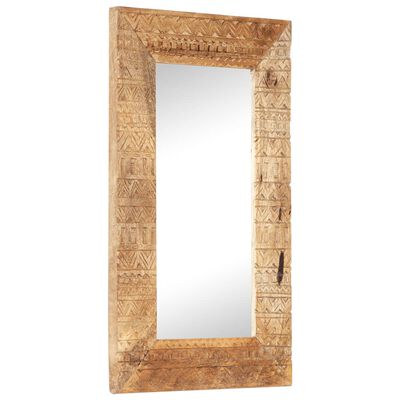 vidaXL Espelho esculpido à mão 80x50x2,5cm madeira de mangueira maciça