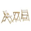 vidaXL 3 pcs conjunto bistr&ocirc; dobr&aacute;vel c/ almofad&otilde;es branco nata bambu