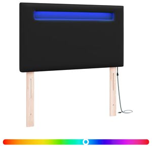 vidaXL Cabeceira LED Preto 90 cm Couro Sint&eacute;tico