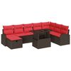 vidaXL Conjunto de Sof&aacute; de Jardim 9 pcs Castanho Rattan Sint&eacute;tico