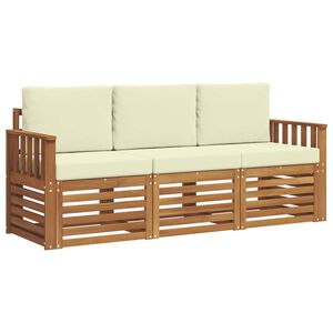 vidaXL Conjuntos de sof&aacute;s com almofada 3 pcs Natural e Creme