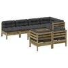 vidaXL 8 pcs conj. sof&aacute;s jardim c/ almofad&otilde;es madeira pinho impregnada