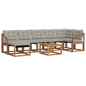 vidaXL Conjunto de Sof&aacute;s para Exterior 8 unid. Cinza Natural e Claro