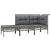 vidaXL 3 pcs conjunto lounge de jardim c/ almofad&otilde;es vime PE cinzento