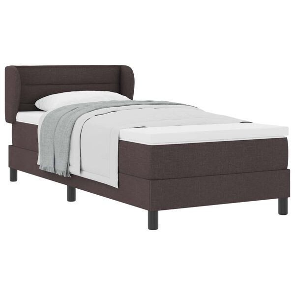 vidaXL Cama Box com colch&atilde;o Marrom Escuro 90 x 200 cm tecido