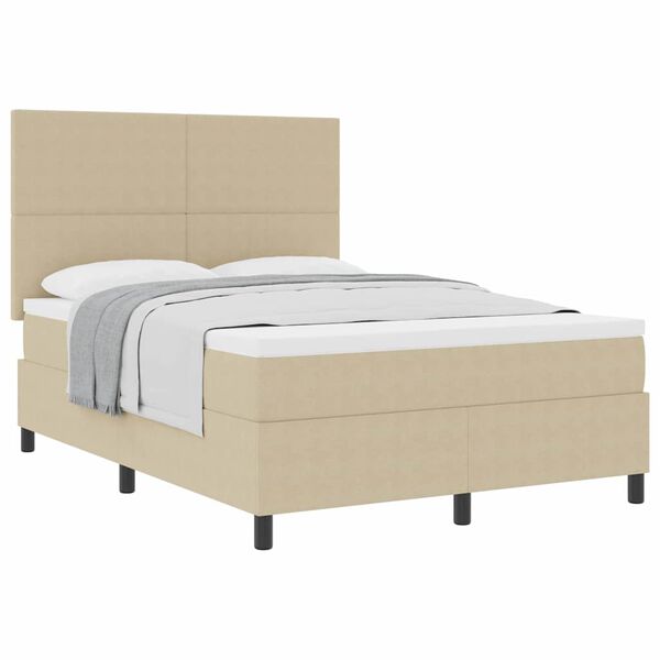 vidaXL Cama Box com cabeceira Cinza Claro e Branco 140 x 200 cm