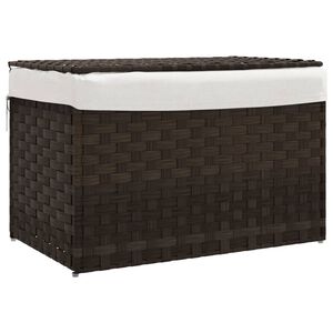 vidaXL Cesto roupa suja c/ tampa 55,5x35x34 cm vime PE castanho-escuro