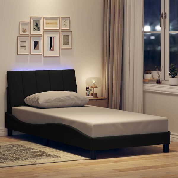 vidaXL Estrutura de cama sem colch&atilde;o Hanko 100x200 cm tecido preto