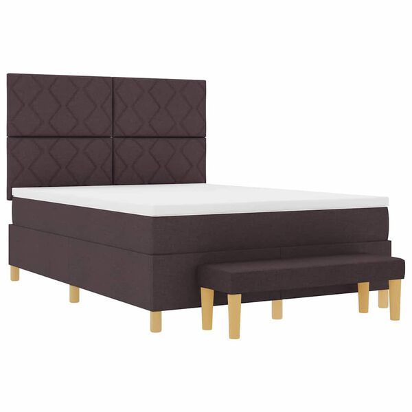 vidaXL Cama Box com colch&atilde;o Castanho escuro 160 x 200 cm tecido