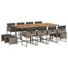 vidaXL 13 pcs conjunto jantar p/ jardim c/ almofad&otilde;es vime PE cinzento