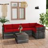 vidaXL 6 pcs conjunto lounge de paletes com almofad&otilde;es pinho maci&ccedil;o