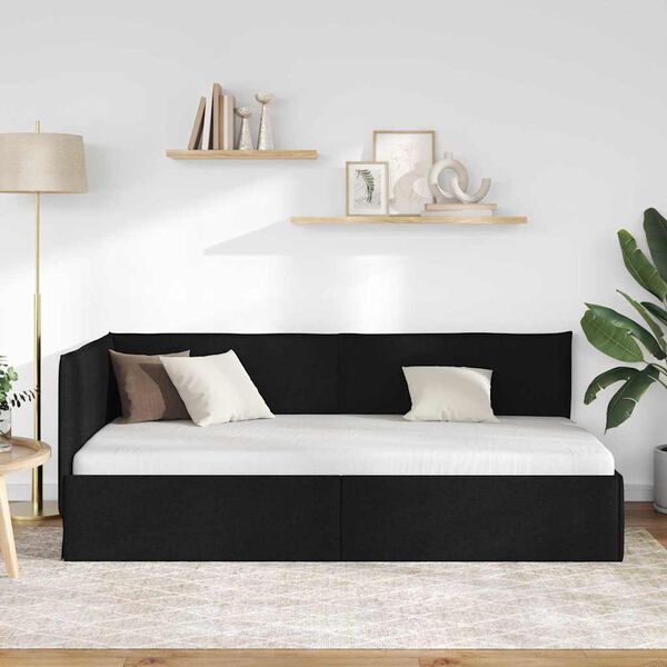 vidaXL Estrutura de Cama de Canto Preto 90 x 190 cm Veludo