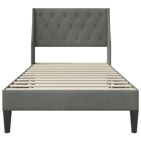 vidaXL Estrutura da Cama com cabeceira Cinza Escuro 90 x 190 cm Veludo