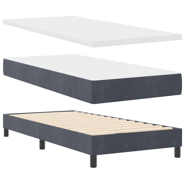 vidaXL Cama Box com colch&atilde;o Cinza Escuro 200 x 80 cm Veludo