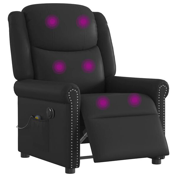 vidaXL Poltrona massagens reclinável elétrica couro artificial preto