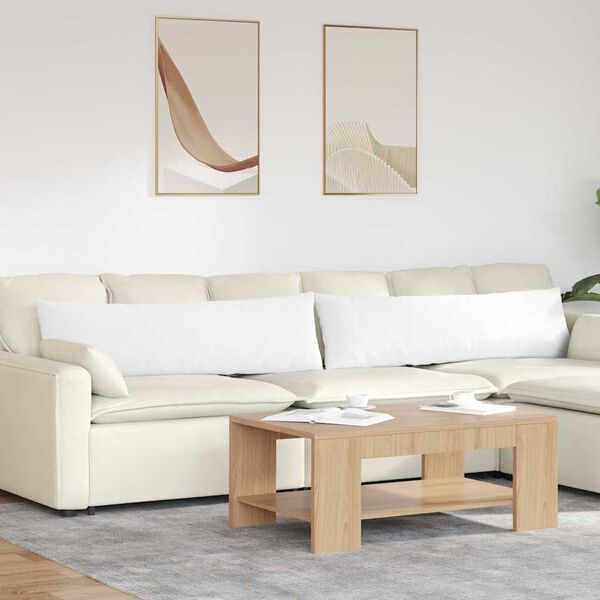vidaXL Travesseiros de Sof&aacute; 2 pcs Branco 145 x 40 cm tecido