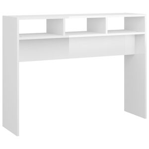 vidaXL Mesa consola 105x30x80 cm derivados de madeira branco brilhante