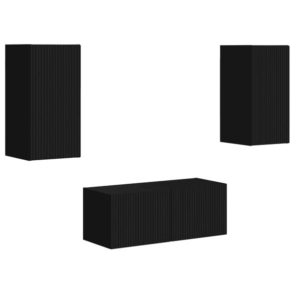 vidaXL Conjunto de m&oacute;vel de TV 6 pcs Preto Madeira processada