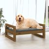 vidaXL Cama p/ c&atilde;es 75,5x55,5x28 cm madeira pinho maci&ccedil;a castanho mel