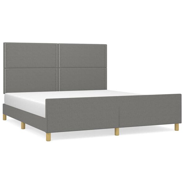 vidaXL Estrutura de cama sem colch&atilde;o 180x200 cm tecido cinzento-escuro