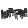 vidaXL Conjunto de Jantar para Jardim 5 unid. Preto vime PE