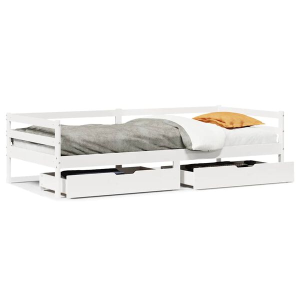 vidaXL Sof&aacute;-cama c/ gavetas 90x200cm madeira de pinho maci&ccedil;a branco