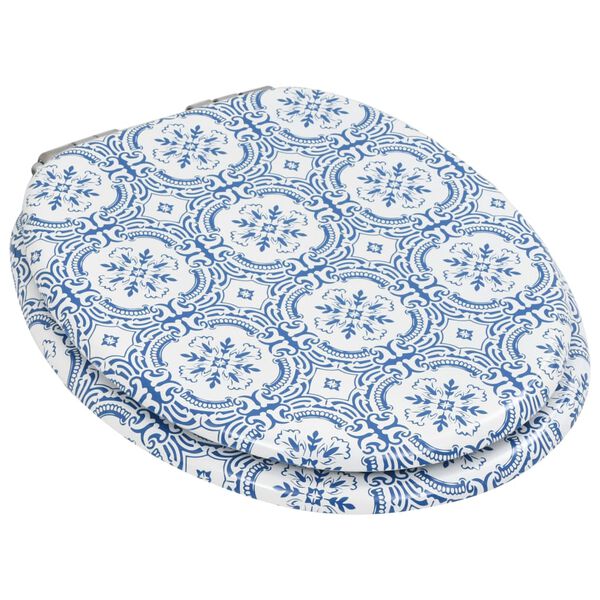 vidaXL Assento de sanita com tampa de fecho suave MDF design porcelana