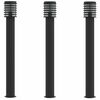 vidaXL Candeeiro de ch&atilde;o para exterior 3 pcs 110 cm a&ccedil;o inox. preto