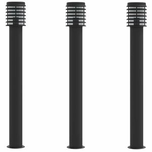 vidaXL Candeeiro de ch&atilde;o para exterior 3 pcs 110 cm a&ccedil;o inox. preto