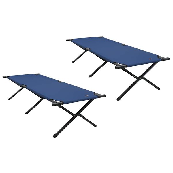 vidaXL Cama de Camping Dobr&aacute;vel Manual 2 pcs Azul 210 x 80 x 46 cm