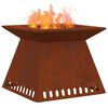 vidaXL Fire Pit Castanho 60 x 60 x 50 cm A&ccedil;o resistente &agrave;s intemp&eacute;ries