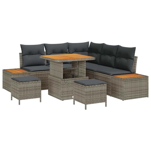 vidaXL Conjunto de Sof&aacute; de Jardim Cinzeto Rattan Sint&eacute;tico