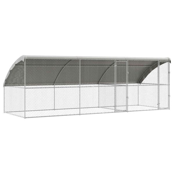 vidaXL Canil de Cachorro 3 pcs Prateado 6 x 2 x 2 m A&ccedil;o galvanizado