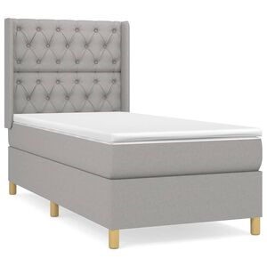 vidaXL Cama com molas/colch&atilde;o 80x200 cm tecido cinza-claro