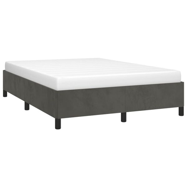vidaXL Estrutura de cama sem colch&atilde;o 140x190 cm veludo cinzento-escuro