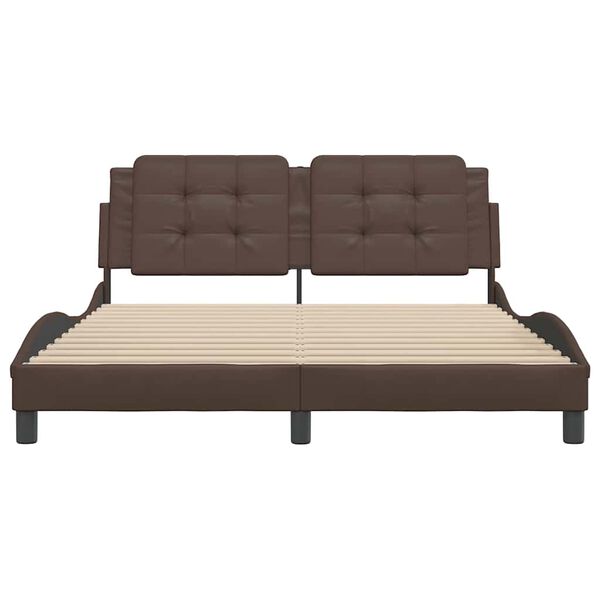 vidaXL Estrutura de cama sem colch&atilde;o Zadar 160x200cm couro artificial castanho