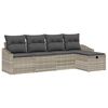vidaXL Conjunto de Sof&aacute;s com almofada 5 pcs Cinzento-claro vime PE